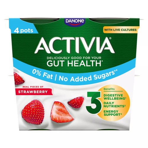Activia Strawberry Fat Free No Added Sugar Gut Health Yoghurt Multipack thumbnail 3