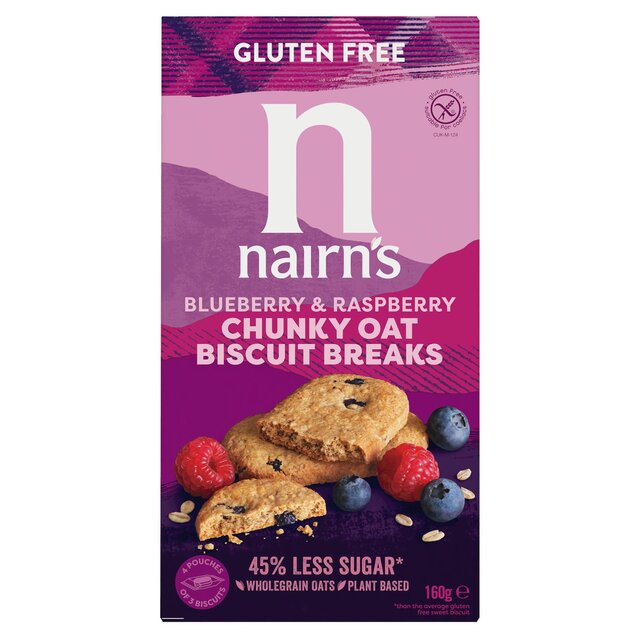 Nairn's Gluten Free Oats, Blueberry & Raspberry Chunky Biscuit Breaks