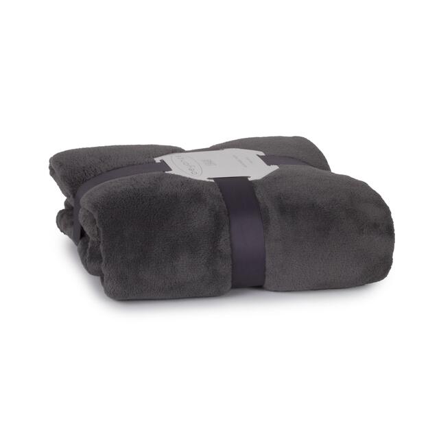 Deyongs Snuggle Touch Fleece Charcoal Throw thumbnail 2