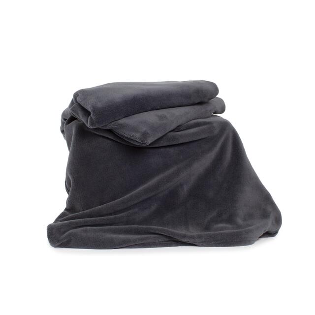Deyongs Snuggle Touch Fleece Charcoal Throw thumbnail 3