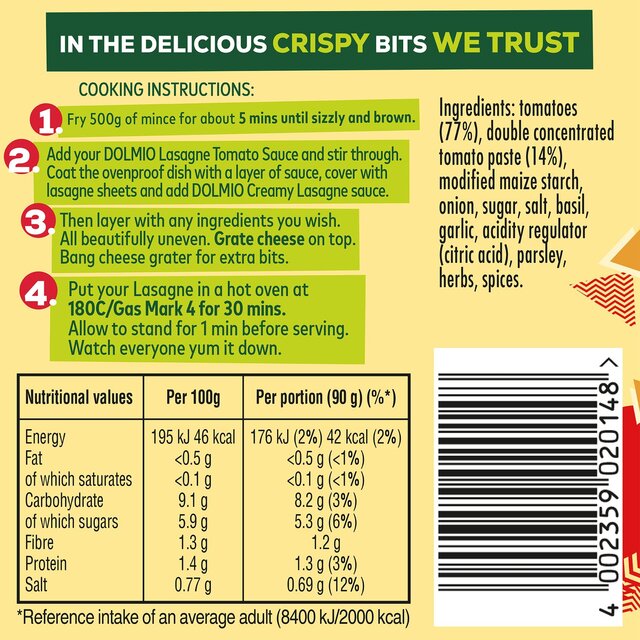 Dolmio Lasagne Original Red Tomato Sauce thumbnail 3
