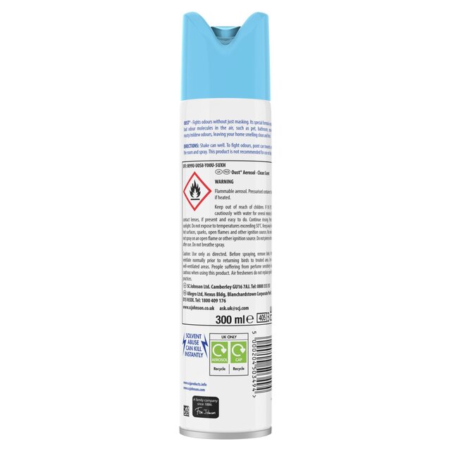Oust Odour Eliminator Aerosol Clean Scent Air Freshener thumbnail 3