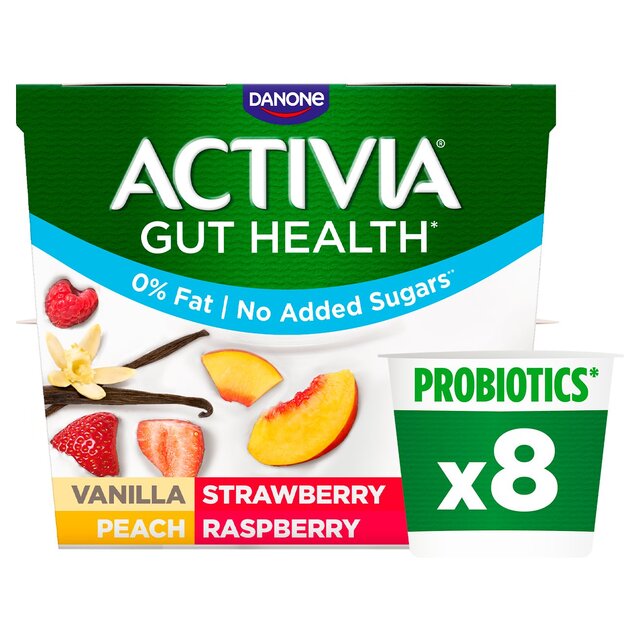 Activia Strawberry Vanilla Peach & Raspberry No Added Sugar Fat Free