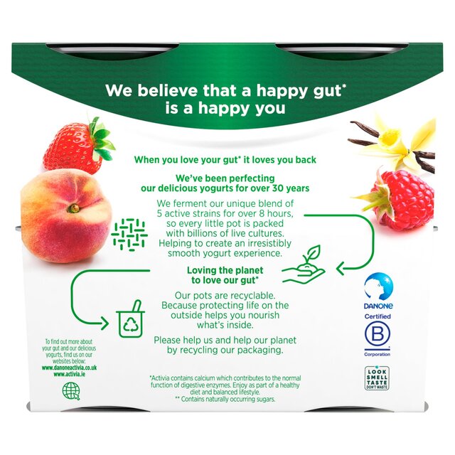 Activia Strawberry Vanilla Peach & Raspberry No Added Sugar Fat Free thumbnail 10