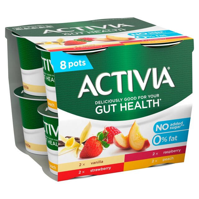 Activia Strawberry Vanilla Peach & Raspberry No Added Sugar Fat Free thumbnail 3
