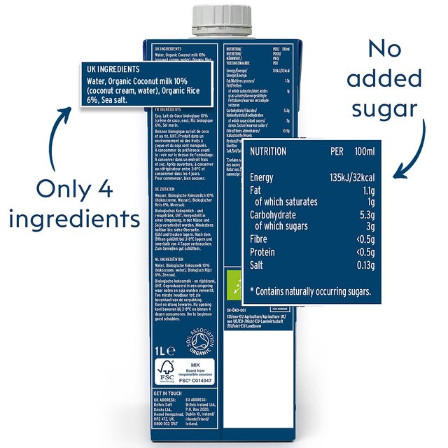 Plenish Organic Coconut Unsweetened Drink Long Life thumbnail 6