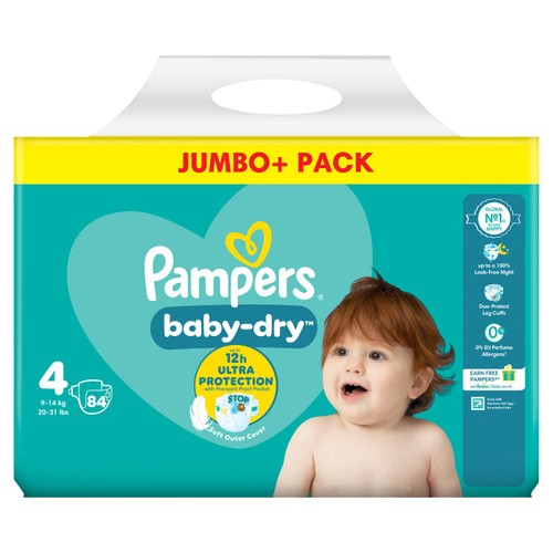 Pampers Baby-Dry Nappies, Size 4 (9-14kg) Jumbo+ Pack thumbnail 5