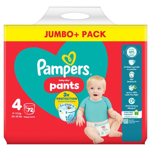 Pampers Baby-Dry Nappy Pants, Size 4 (9-15kg) Jumbo+ Pack thumbnail 6