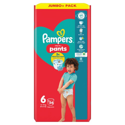 Pampers Baby-Dry Nappy Pants, Size 6 15kg+ Jumbo Pack thumbnail 4