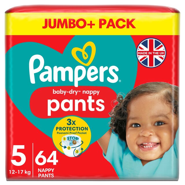 Pampers Baby-Dry Nappy Pants Size 5 12-17kg Jumbo Pack