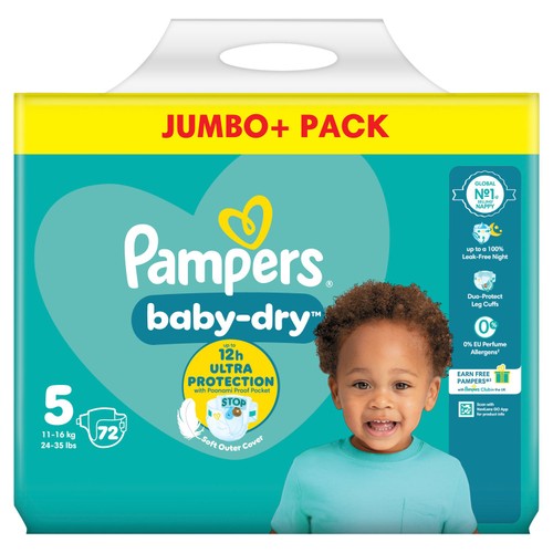 Pampers Baby-Dry Nappies, Size 5 (11-16kg) Jumbo+ Pack thumbnail 10