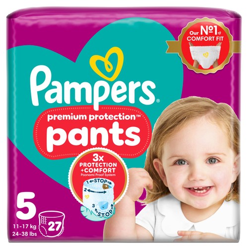 Pampers Premium Protection Nappy Pants, Size 5 (12-17kg) Essential Pack thumbnail 2