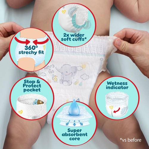 Pampers Premium Protection Nappy Pants, Size 5 (12-17kg) Essential Pack thumbnail 6
