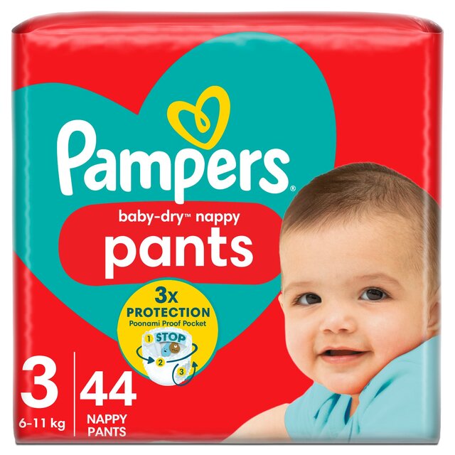 Pampers Baby-Dry Nappy Pants, Size 3 (6-11kg) Essential Pack
