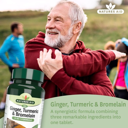Natures Aid Ginger, Turmeric & Bromlelain Supplement Tablets  thumbnail 2