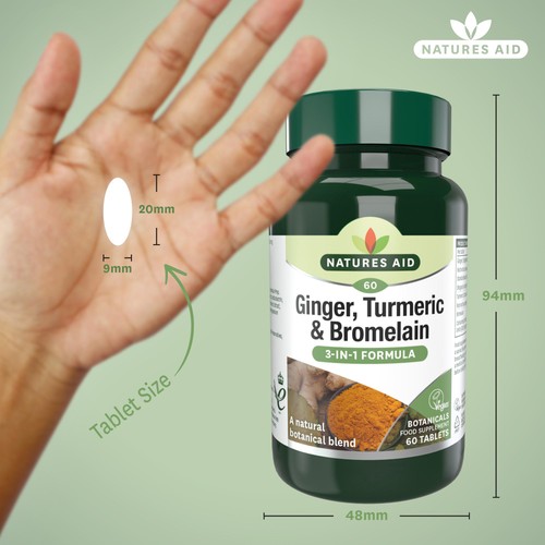 Natures Aid Ginger, Turmeric & Bromlelain Supplement Tablets  thumbnail 3