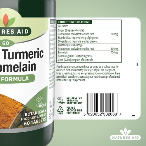 Natures Aid Ginger, Turmeric & Bromlelain Supplement Tablets  thumbnail 6