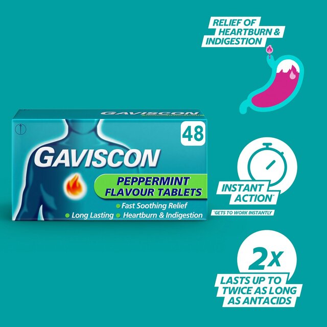 Gaviscon Tablets Heartburn & Indigestion Peppermint thumbnail 10