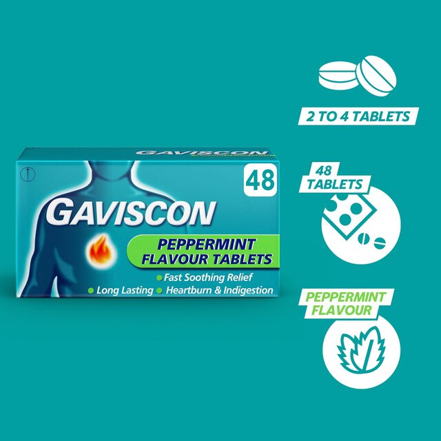 Gaviscon Tablets Heartburn & Indigestion Peppermint thumbnail 7
