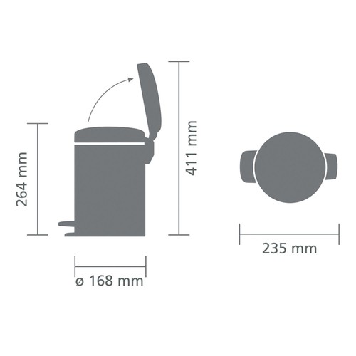 Brabantia Pedal Bin, Brilliant Steel 3L thumbnail 7