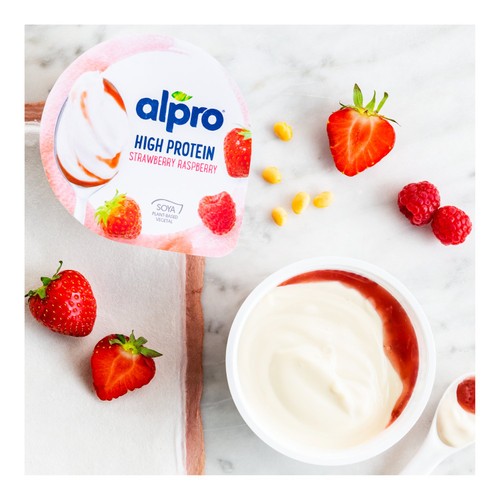 Alpro Greek Style Strawberry Raspberry Dairy Free Yoghurt Alternative thumbnail 3