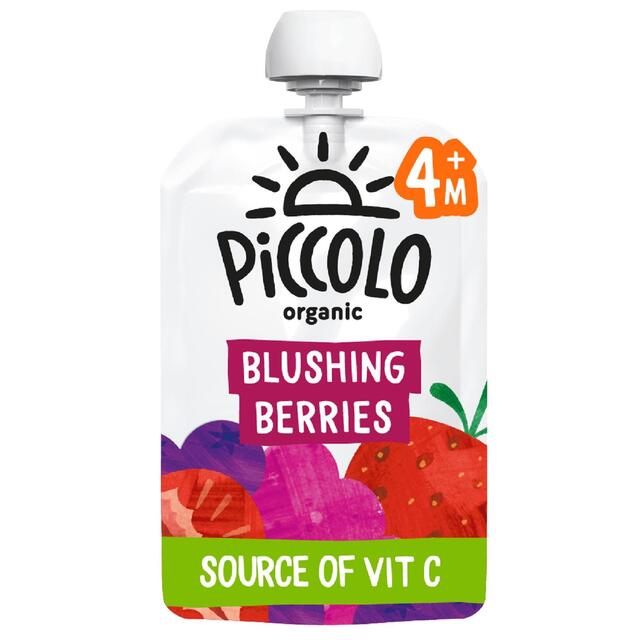 Piccolo Blushing Berries, Pear & Banana Organic Pouch, 4 mths+