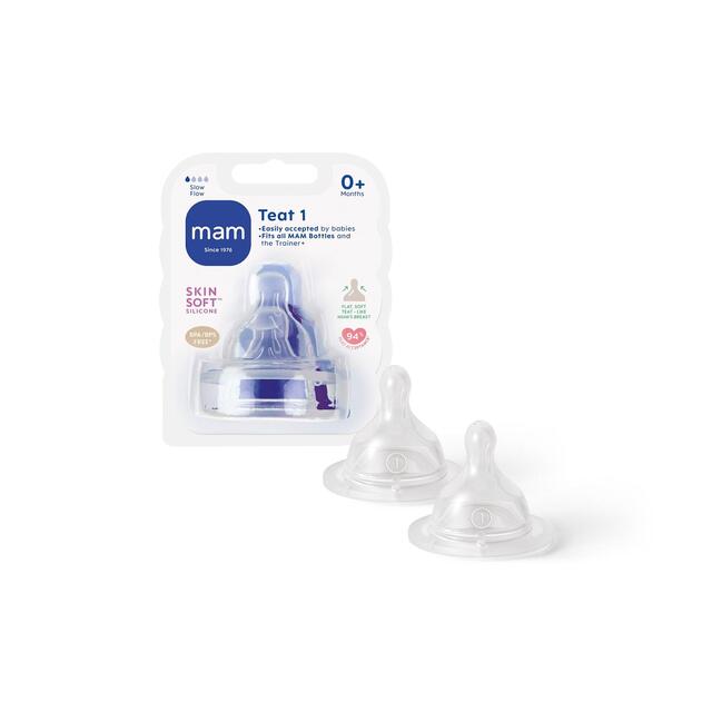 MAM Silicone Bottle Teats Slow Flow 0+ Months Level 1