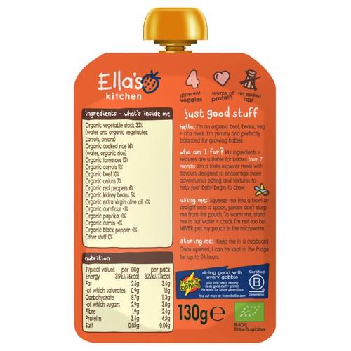 Ella's Kitchen Beef Chilli Con Carne Baby Food Pouch 7+ Months thumbnail 2