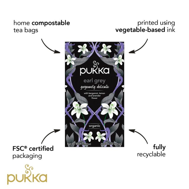 Pukka Organic Earl Grey Tea 20 Home Compostable Black Tea Bags thumbnail 8