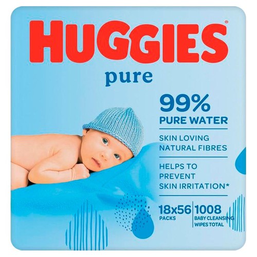Huggies Pure 99% Water Baby Wipes, Jumbo+ Pack
