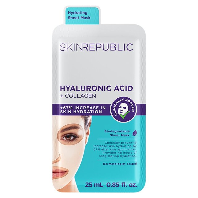 Skin Republic Biodegradable Hyaluronic Acid + Collagen Sheet Face Mask