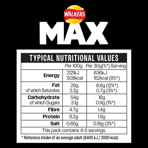 Walkers Max Punchy Paprika Sharing Bag Crisps thumbnail 3