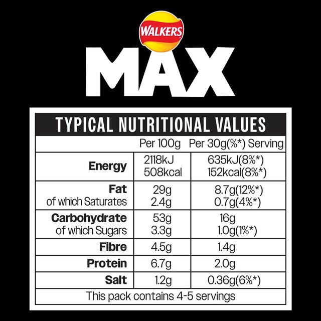 Walkers Max Punchy Paprika Sharing Bag Crisps thumbnail 3