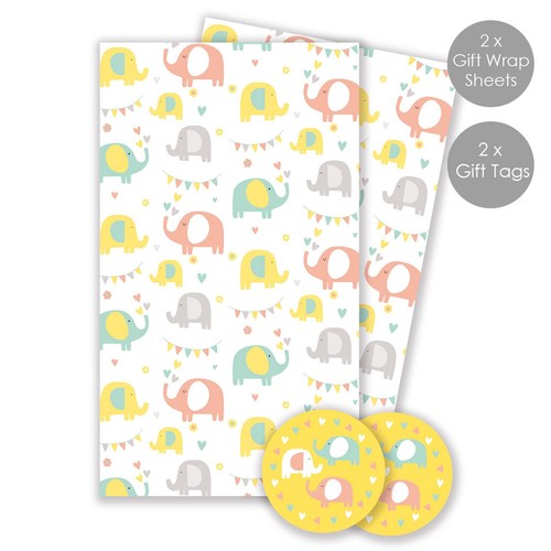 Elephant Fun Gift Wrap Sheets & Tags