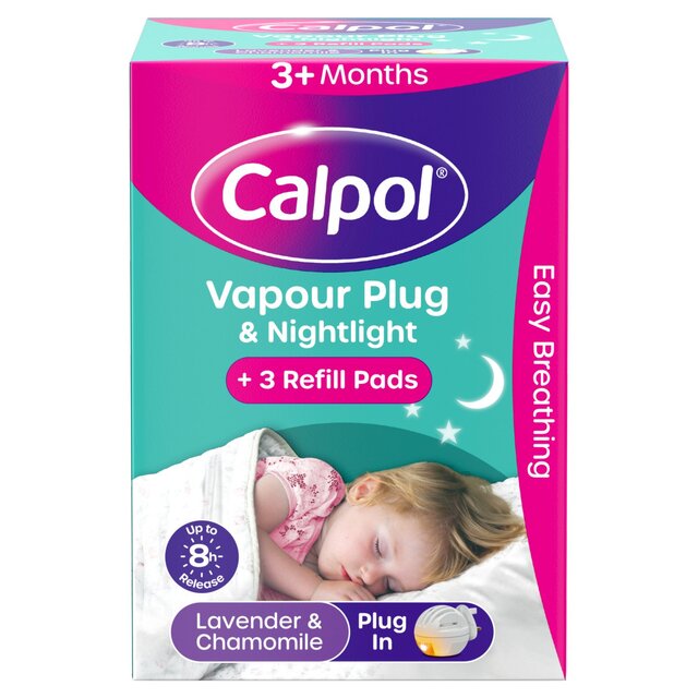 Calpol Vapour Plug & Nightlight + 3 Refill Pads Lavender & Chamomile