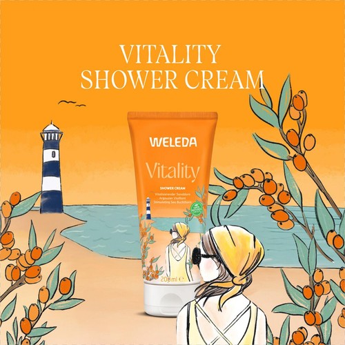 Weleda Natural Sea Buckthorn Creamy Body Wash, Vegan thumbnail 2