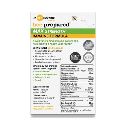 Unbeelievable Health Bee Prepared Max Strength Immune Formula Capsules thumbnail 2