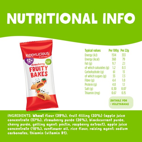 Kiddylicious Strawberry Fruity Bakes Baby Snacks Multi thumbnail 3