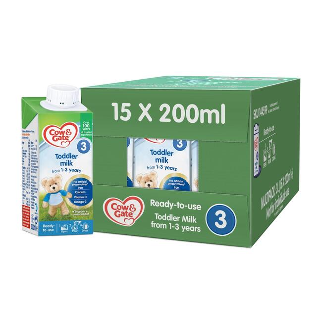 Cow & Gate 3 Toddler Milk Formula Liquid Ready to Feed 1-3 Years Multipack thumbnail 2