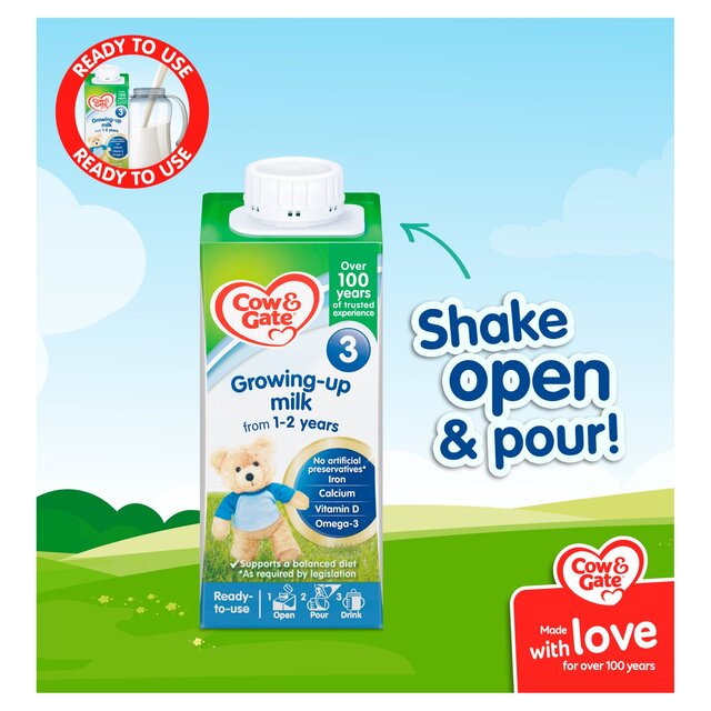 Cow & Gate 3 Toddler Milk Formula Liquid Ready to Feed 1-3 Years Multipack thumbnail 7