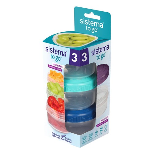 Sistema Mini Bites Snack Containers Seal-Tight Stackable 3 Pack thumbnail 2