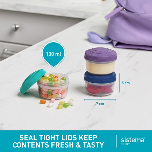 Sistema Mini Bites Snack Containers Seal-Tight Stackable 3 Pack thumbnail 7