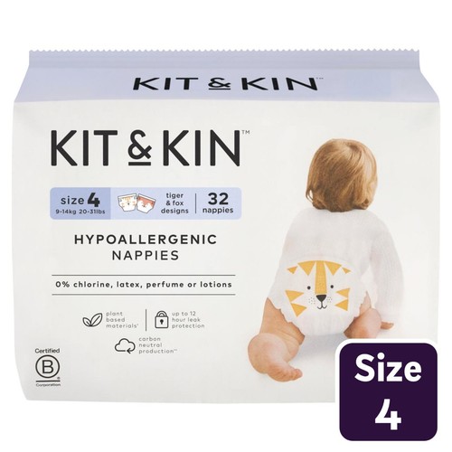 Kit & Kin Eco Nappies, Size 4 (9-14kg)
