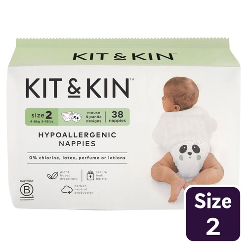 Kit & Kin Eco Nappies, Size 2 (4-8kg)