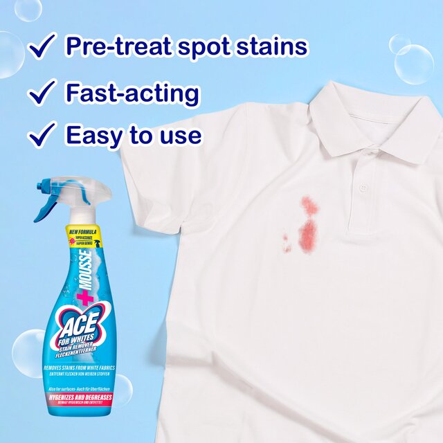 Ace Stain Remover Power Mousse Spray Whites thumbnail 6