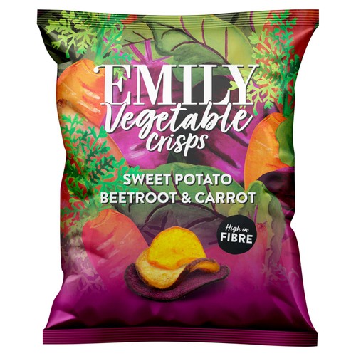 EMILY Veg Crisps Rainbow Roots Sweet Potato, Carrot & Beetroot Sharing