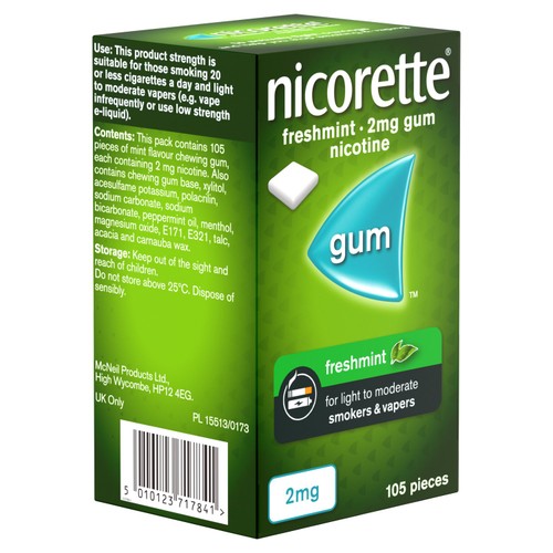 Nicorette Freshmint Gum 2mg Per Gum, 105 Pieces (Stop Smoking Aid) thumbnail 7