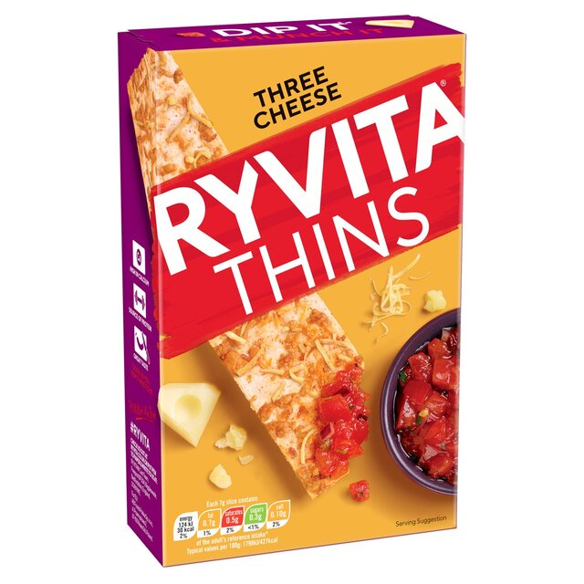 Ryvita Thins Three Cheese Flatbread Crackers thumbnail 3