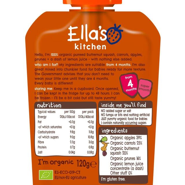 Ella's Kitchen Squash, Carrots, Apples + Prunes Baby Food Pouch 4+ Months thumbnail 2