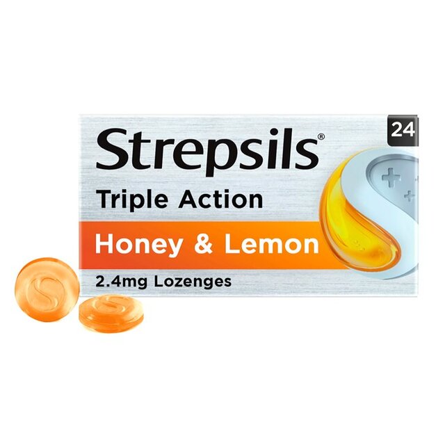 Strepsils Triple Action Honey & Lemon Throat Lozenges
